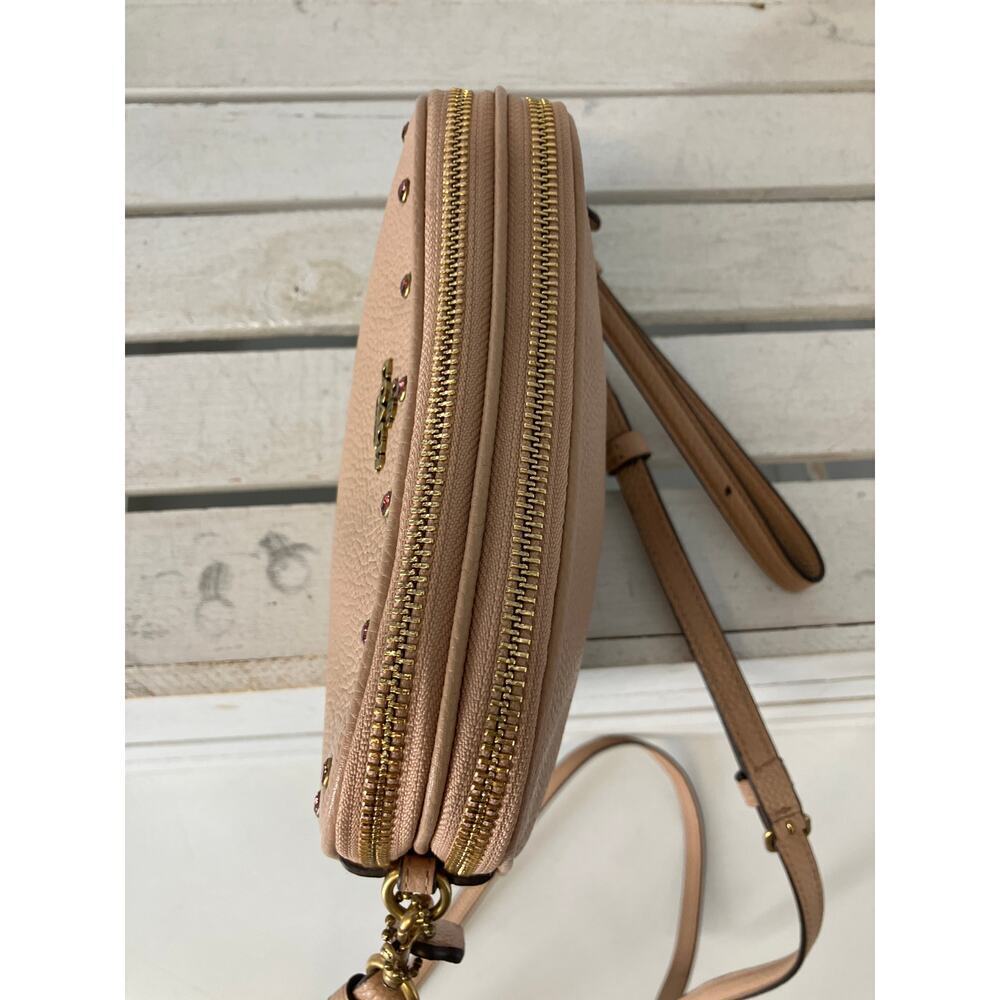 COACH SADIE 38931 PINK-NUDE LEATHER CROSSBODY, WRISTLET BAG - Picture 9 of 16